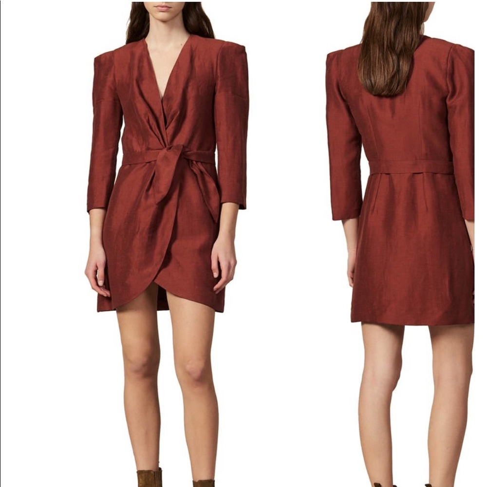 Sandro Vera V-Neck Tulip Hem Minidress
